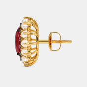 The Crimson Pearl Stud Earrings - thumb 4