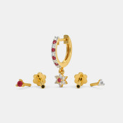 The Tamsin Multi Pierced Huggie Earrings - thumb 9
