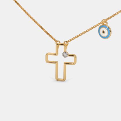 The Cross And Evil Eye Kids Necklace
